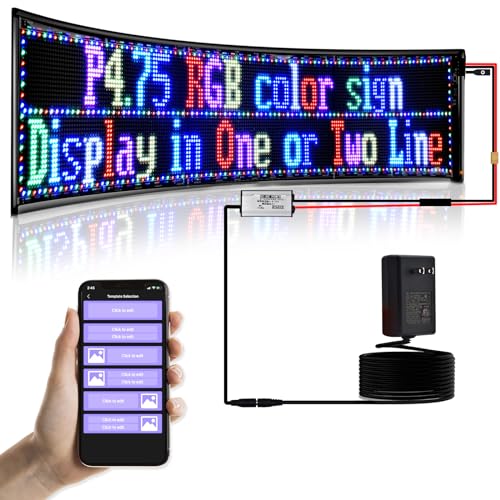 Image of Double Row Scrolling LED Sign,Programmable Flexible LED Matrix Panel,Bluetooth APP Control,DIY Text, Patterns, Animations
