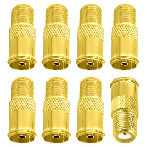 KUOQIY 8 Piezas Adaptador de Tipo F Hembra a RF Coaxial 9.5 TV a Conector de Convertidor de Antena