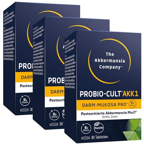 ProBio-Cult AKK1 Darm-Mukosa Pro mit 30 Mrd. pasteurisierten Akkermansia MucT | 3 x 30 Tabletten | Für eine intakte Darmschleimhaut und -barriere | vegan laktosefrei glutenfrei