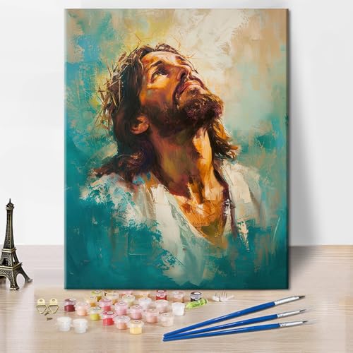 TUMOVO Jesus Paint by Numbers for Adults Beginner, DIY Paint by Number on Canvas Christian, Adults' Paint-by-Number Kits Christ, Acrylic Oil Hand Painting for Adults Art Crafts 16