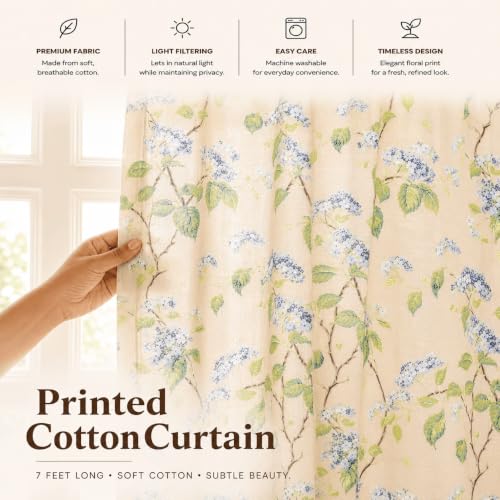 Image of Clasiko Cotton Sheer Curtain Set of 2 | 54x60 Inches /5 Feet | Linen Texture | Peach Mist | 40% Light Filtering | 54x60 Inches | Printed Window Curtain for Living Room, Bedroom
