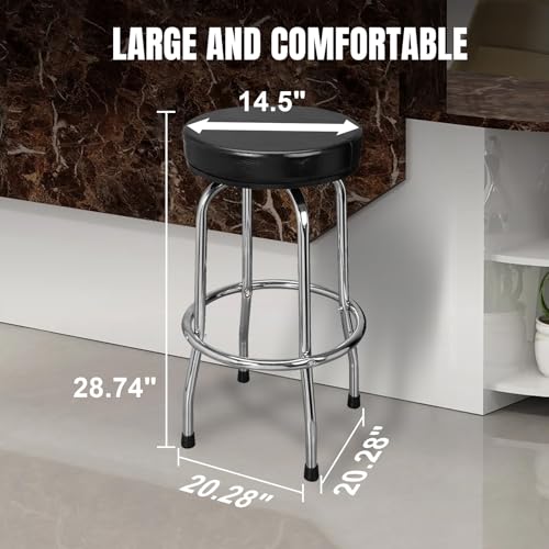 Image of Big RED ATRP6185B-2 Swivel Bar Stool: Padded Garage /Shop Seat with Chrome Plated Legs, Black