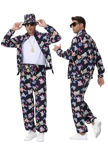 80s 90s Outfit Sets for Men, Retro Tracksuit Streetwear, Mens 80s Sportswear 9Pcs4