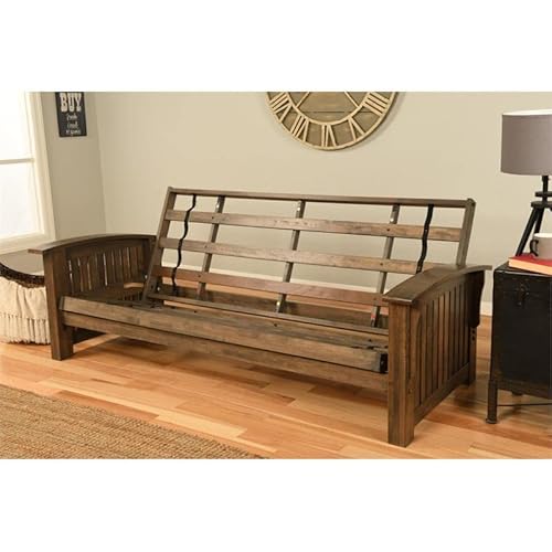 Kodiak Furniture Washington Queen-Size Rustic Walnut Brown Wood Futon Frame #TOP1