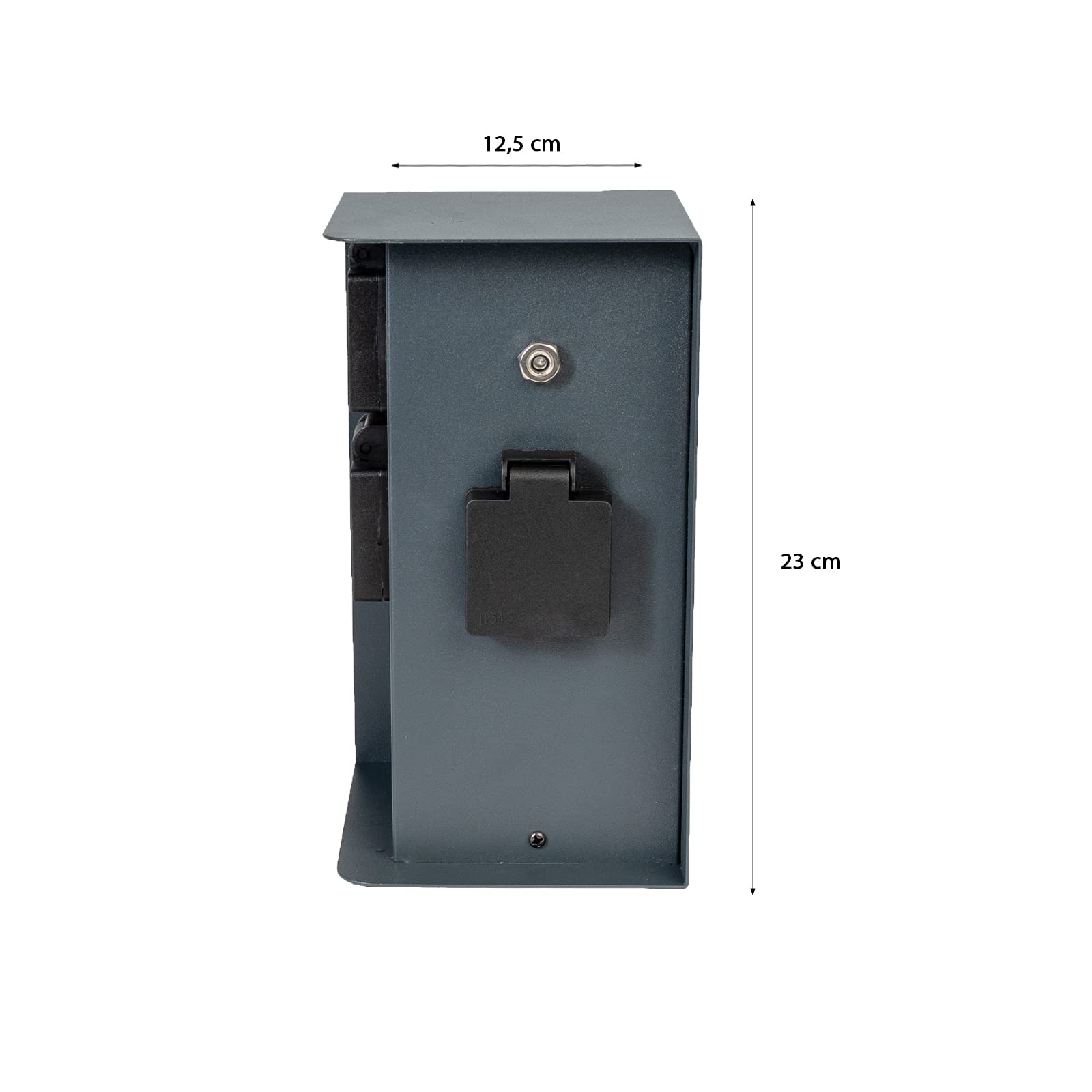 Grafner Edelstahl Design Gartensteckdose Dämmerungssensor, 3 Steckdosen, IP44, eckig, anthrazit, KEIN ROST – Pulverbeschichtung, Energiesäule Mehrfach Metall Außen Steckdose schwarz Helligkeitssensor