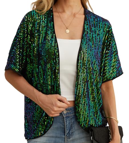 Women's Sequin Sparkle Lightweight Cardigan Casual Party Clubwear Cover Up Glitter Sequin Cardigan3