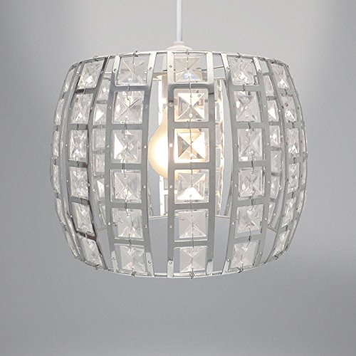 Image of Country Club Opal Chrome Metal and Clear Crystal Light Fitting Round, Silver