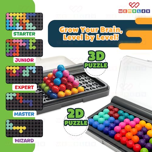 Image of Wembley Brain Puzzle Game for Kids 7-14 Years | 3D Logic & Mind Puzzle Toy for Boys & Girls | 120 Challenges Brain Teaser | Travel Friendly Indoor Game | Birthday Gift