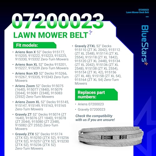 Image of BlueStars 07200023 Mower Deck Belt 130-0843 | Aramid Cord |145 inch x 0.5 inch