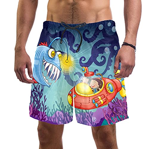Short de bain pour homme XL multicolore avec doublure en maille et motif sous-marin