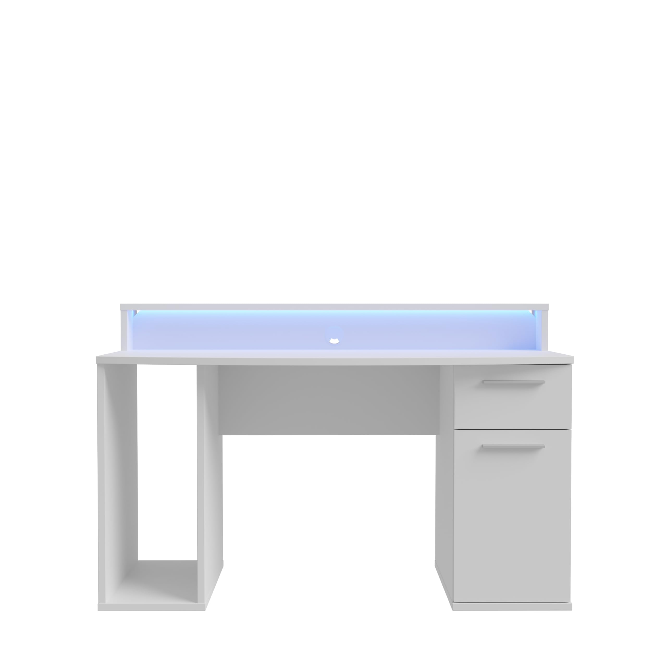 FORTE AYO Schreibtisch 140, Weißer Schreibtisch mit 1 Tür und 1 Schublade, Modernes Home Office, Büro, Jugendzimmer, Holzwerkstoff, Weiß, 140 cm breit x 91 cm hoch x 65 cm tief