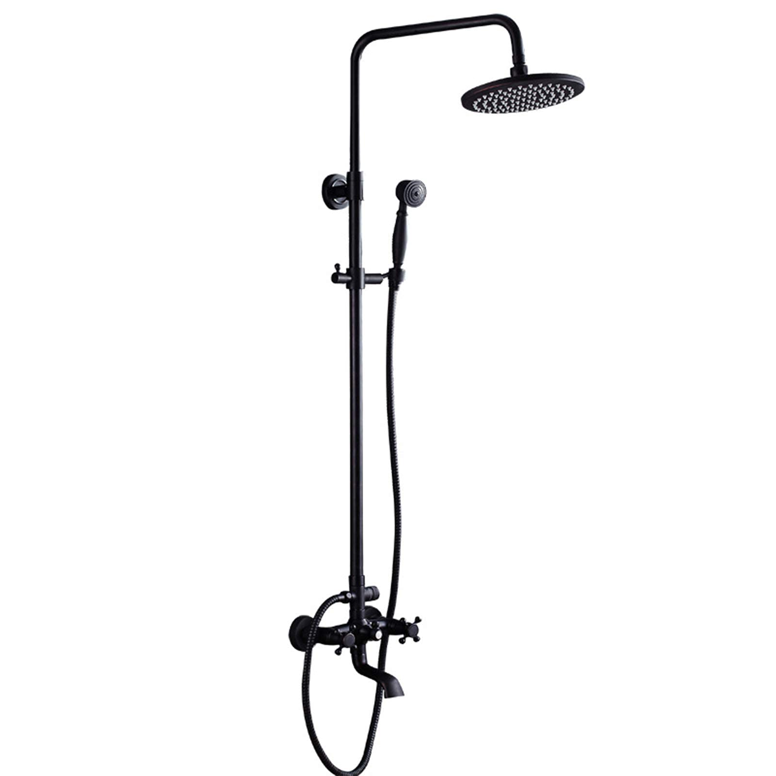 Mitigeur de douche noir bronze avec pommeau effet pluie 8 pouces et douchette - 6