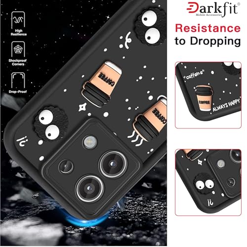 Image of Back Case Cover Compatible with Mi Redmi Note 13 5G | Cute Fun Cartoon Ball 3D Coffee Silicone Case | Body Protection | Camera Protection | Shock Proof | Color Black | Pack of 1