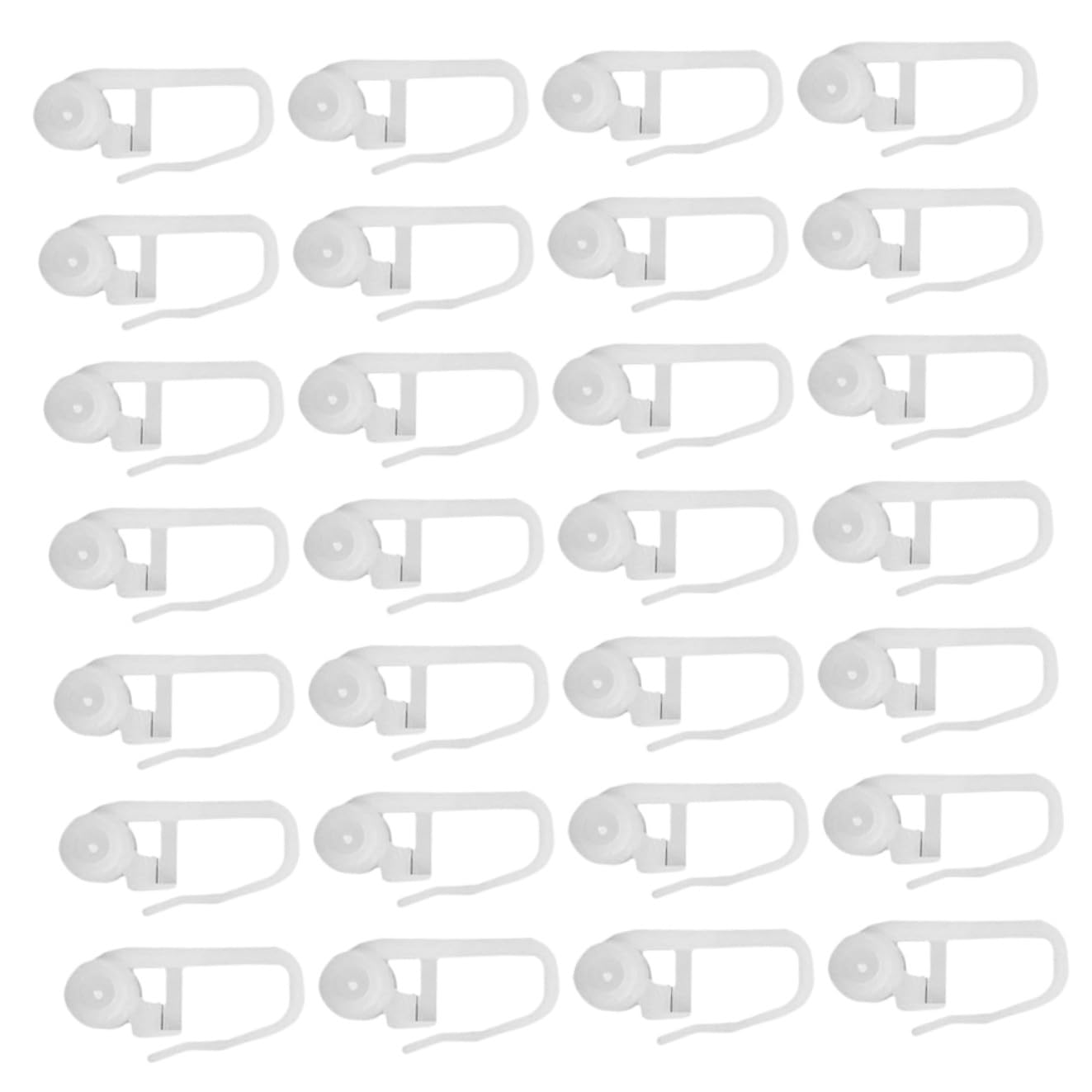 Ganchos para cortinas de cama de plástico blanco con anilla, pack de 100 unidades