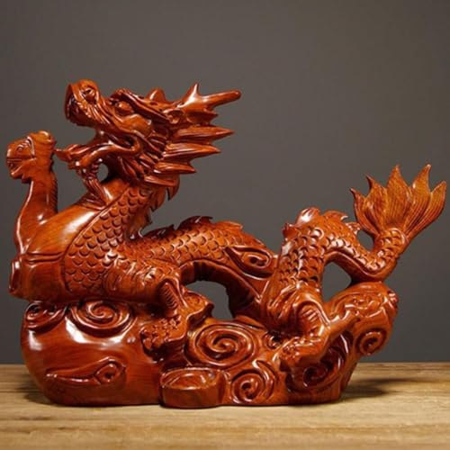 Estatua Pequeña de Dragón Chino Feng Shui de Madera miniatura 7