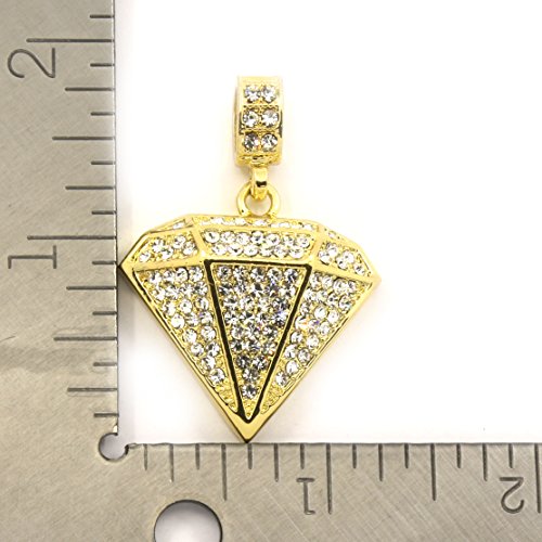 Mens Gold Tone Small D-Shape Cz Pendant Hip-Hop 30" 3Mm Cuban Chain #TOP5