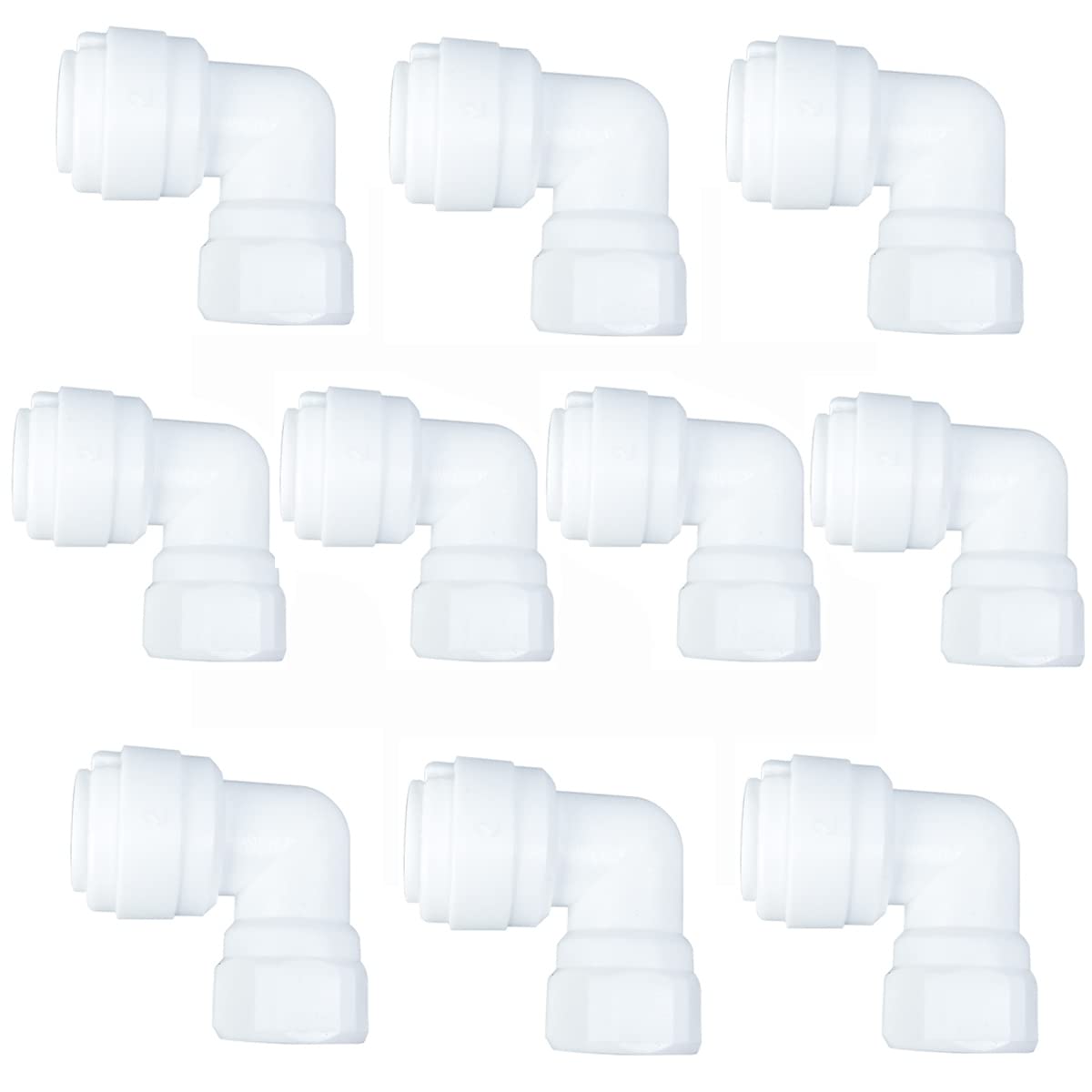 XINWOO Fittings Elbow 3/8" x 1/4" Female Thread Quick Connect for Reverse Osmosis RO System Parts (10 Pack)