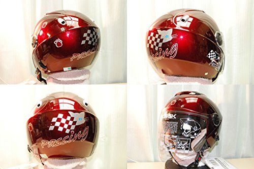 passing 猫ちゃんデザインヘルメットMAROON　ZJ-2(58～59㎝) Amazon | 猫ちゃんヘルメット インナーバイザー装備 オリジナル
