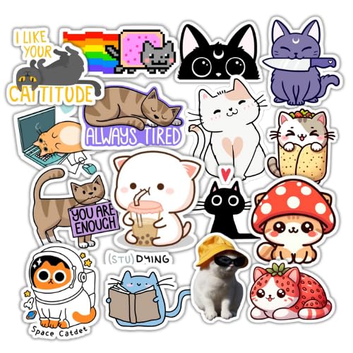 Image of Pack of 15 Cute Cats Stickers for Laptops /Mobiles /Guitar /Journal etc. (Cute Cats)