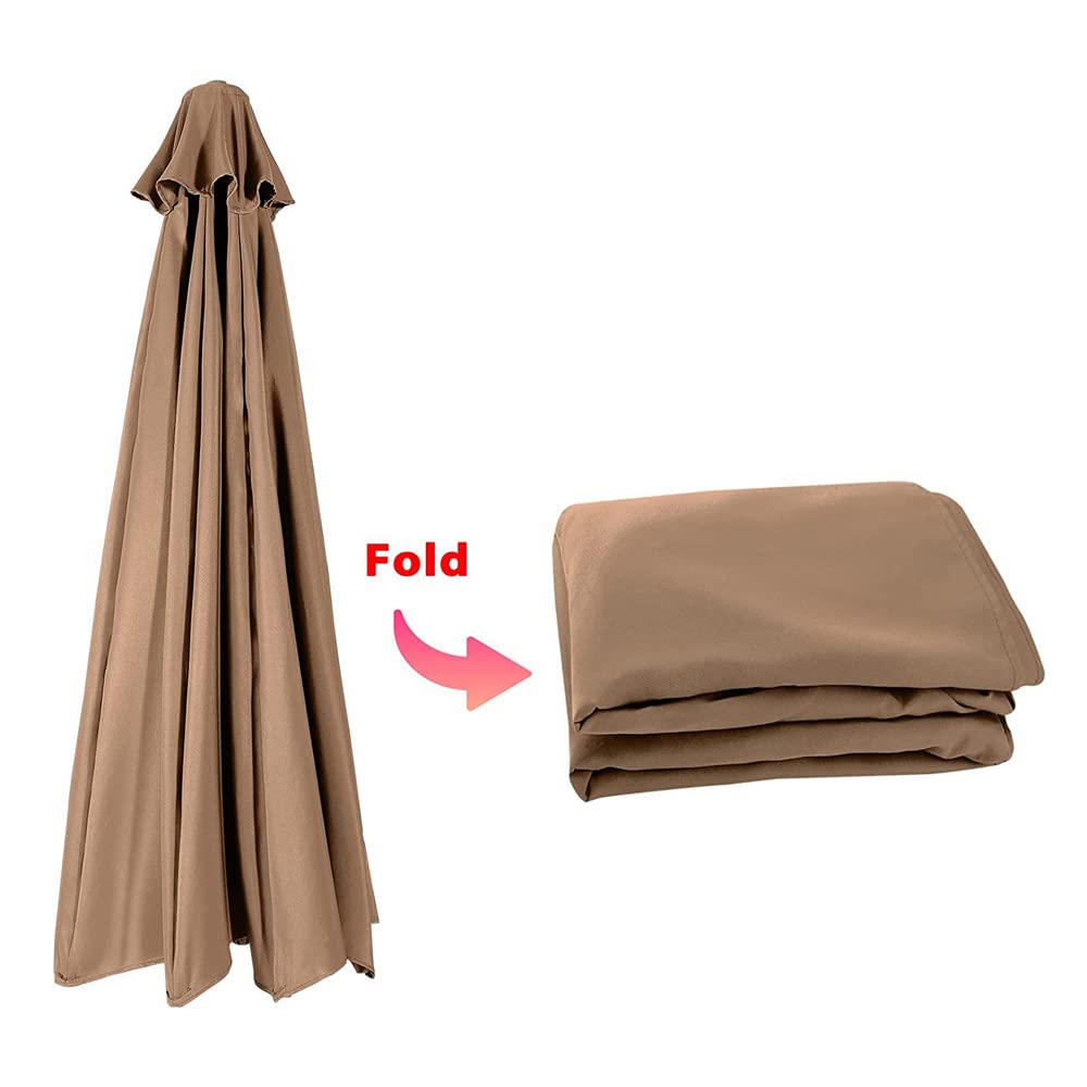 Khaki Zapasowy pokrowiec na parasol przeciwsłoneczny z ochroną UV 30+, 3 m/8 ramion, trwały pokrowiec z tkaniny do ogrodu, na patio