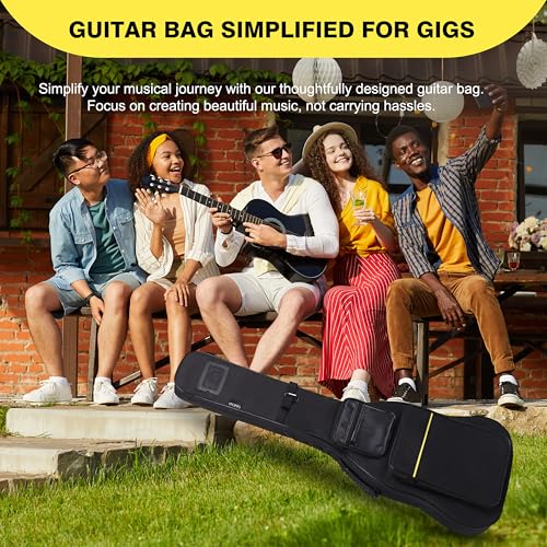 Image of 39 /40 inch Electric Guitar Bag, 0.35 inch Thick Padding Electric Guitar Case | Waterproof & Shockproof Gig Bag with Multi-Pocket | Adjustable Shoulder Straps & Neck Strap | Black for Gigs Travel Practice