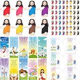 Barydat 50 Sets Small Jesus Figures Bulk Little Tiny Mini Baby Jesus Figurines with 50 Cards 50 Bags for Religious Sunday School Christmas Party Favors Easter Eggs Stuffers Baptism Gift(Cute Style)