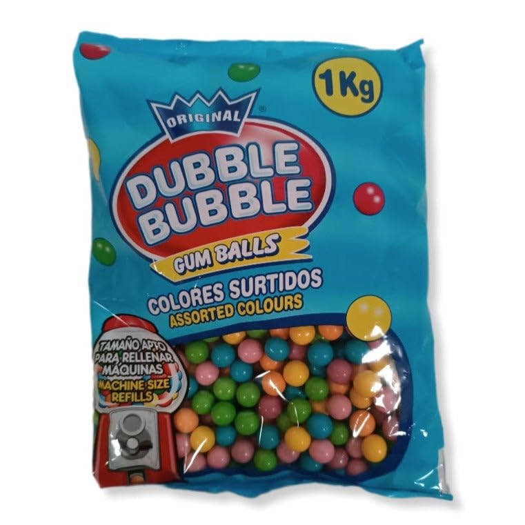 Chicles Bolas Colores Surtidos Dubble Bubble (Refill Máquinas de Bolas Dubble Bubble) | Formato Bolsa 1KG