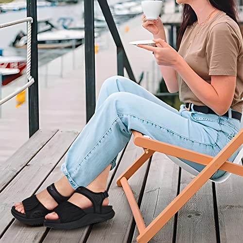 Image of ONCAI Walking Sandals Women,Arch Support Hiking Sandals with Orthotic Outdoor Footbed for Plantar Fasciitis,Water Athletic Platform Sandalias Mujer with 3 Adjustable Strap (US Size 6-12)