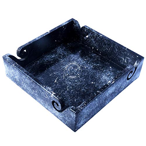 Image of Solid Dark Handmade Crafted Wooden Portable Antique Yarn Storage Bowl Tray - Holder for Knitting Crochet Hook Accessories - Multipurpose Organiser (Granite, 10 inch x 10 inch x 2.5 inch)