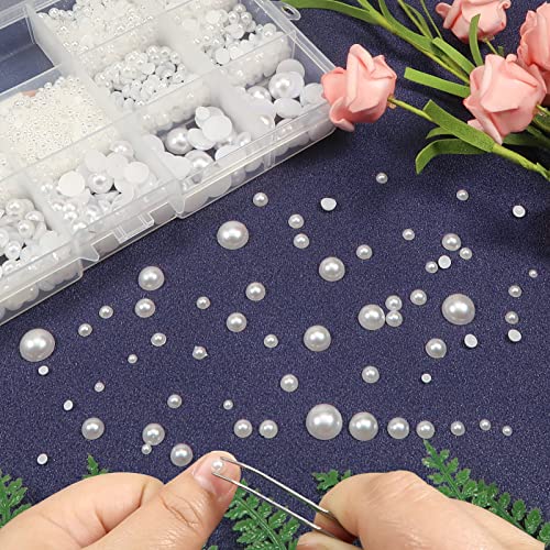 TOAOB 13000pcs White Flat Back Pearls Half Round Pearl Beads 2mm to 10mm Flatback Bead Mixed Sizes for DIY Crafts Embellishment Nail Shoes Dress Phone Case Jewellery Making Decoration Accessories - Image 4