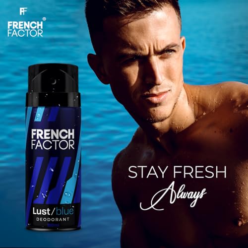 Image of French Factor Deodorant For Man Long Lasting Fragrance Deodorant Combo Lust Red And Lust Blue (Pack of 2,150 Ml Each)