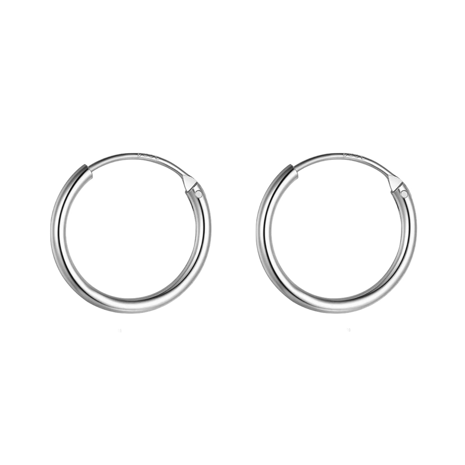 925 Silver Hoop Earrings | 92.5 Sterling Silver Round Classic Endless Hoops Sizes 10mm to 40mm | Lovely Gift for Men Women Boys & Girls