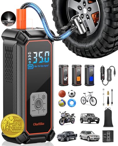 OlarHike Tire Inflator Portable Air Compressor, Battery Powered, 150PSI Dual Mode, Auto Air Pump for Car Tires, Motorcycle, Bicycle, Electric Pump with LED Light & Digital Pressure Gauge