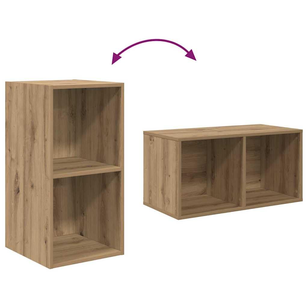 TV-Schrankset 2-teilig, Artisan-Eiche, 37x37x72 cm, Holzwerkstoff, Wandmontage, Lowboard für Wohnzimmer, Media Center, Stauraum