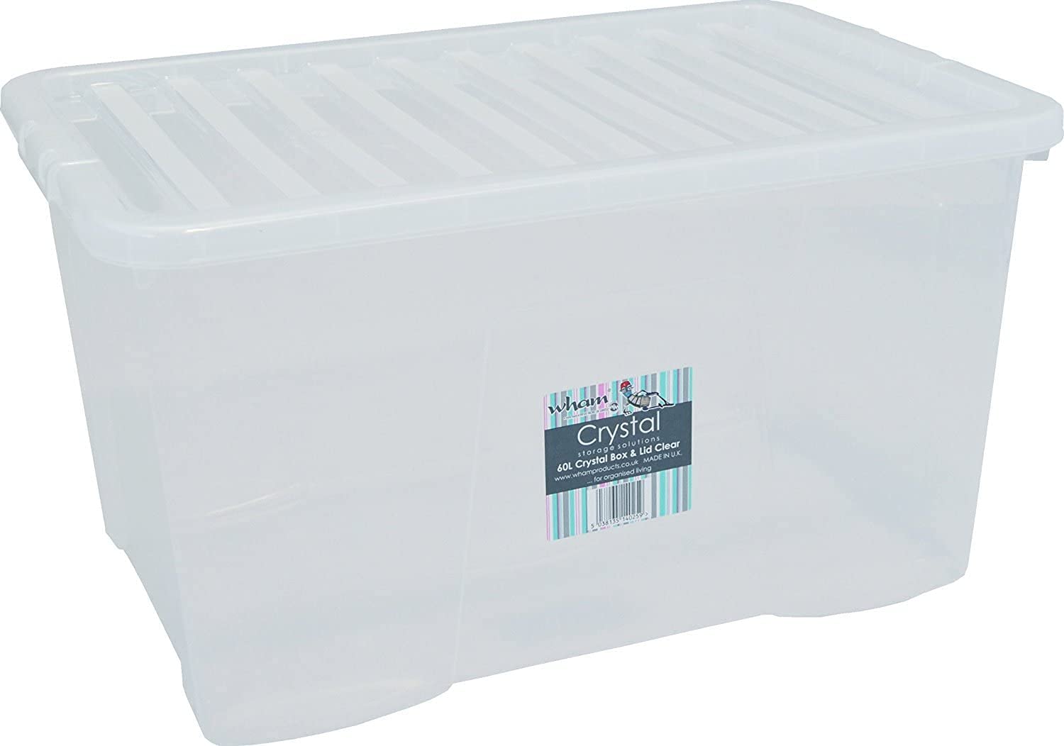 Wham 2 x 14025 Storage Box & Lid 60 L Clear 60X40X33 CM Toy Box โ image 1