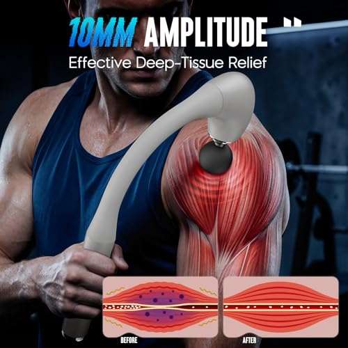 Image of FVZ Massage Gun with Upgraded Extension Handle, 10MM Massage Gun Deep Tissue, Back Massager, Muscles /Neck /Shoulders /Waist /Legs Massager Portable for Pain Relief, Valentines Day Gifts for Him