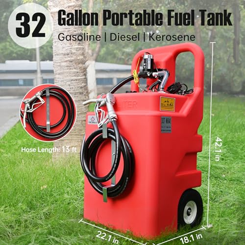 Image of FMCNMech 32 Gallon Fuel Caddy with 12V Electric Pump, Forward & Reverse Flow, Portable Fuel Transfer Tank for Gasoline, Diesel & Kerosene, Ideal for Lawn Mowers, Tractors, Skid Steers, and Jobsite Equipment