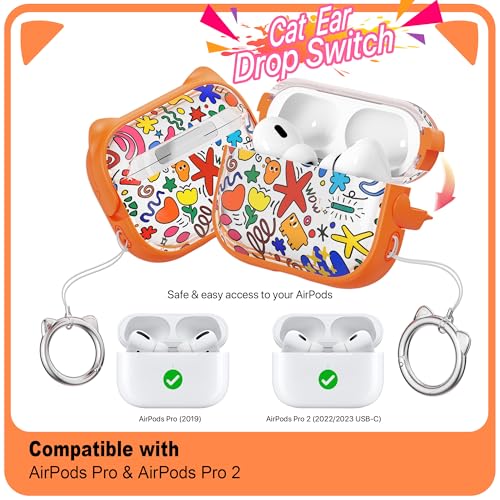 Coque AirPods Pro 2 avec support orange par RFUNGUANGO