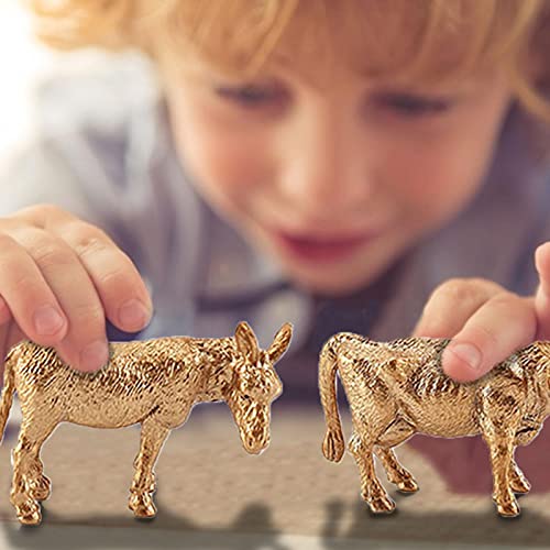 Eastuy 12 Stücke Tier Modell Set, Goldene Bauernhof Tiere Spielzeug Rinder Ziegenschweinchen Huhn, Kinder Früher… – Bild 5