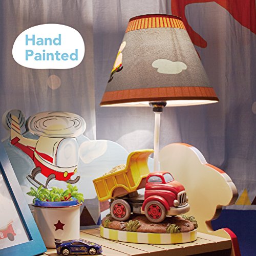 Fantasy Fields - Transportation Thematic Kids Table Lamp - Imagination Inspiring Hand Painted Details & Lead-Free Water-Based Paint for Kid's Bedroom - Red Truck,Multicolor - Thumbnail 3