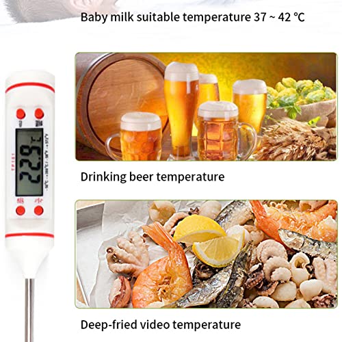 Smalibal Digital Meat Thermometer, Waterproof Instant Read Thermometer, Lcd Display Stainless Steel Probe For Cooking Food, Baking, Liquids, Candy, Grilling Bbq White #TOP7