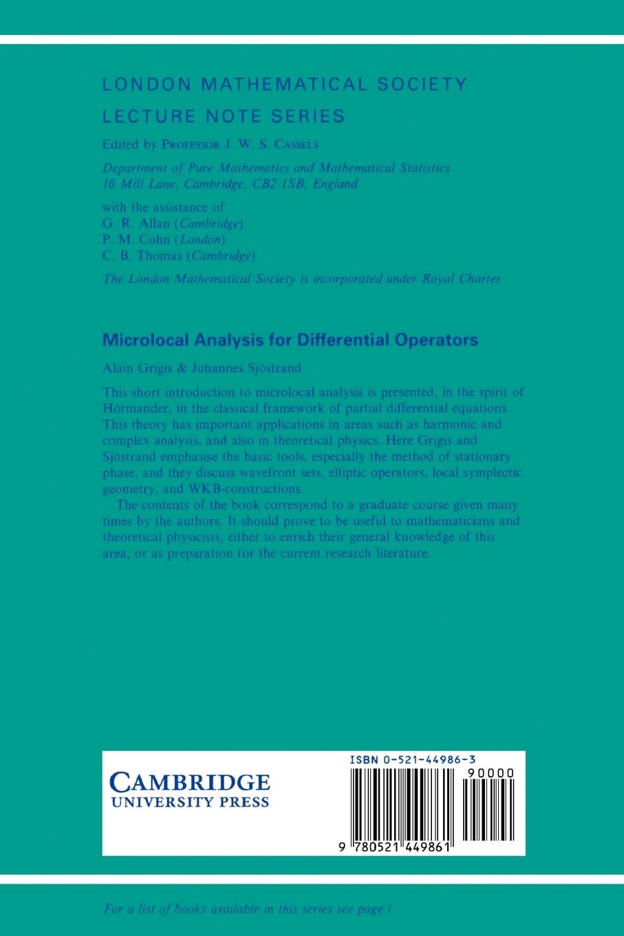 Microlocal Analysis for Differential Operators: An Introduction