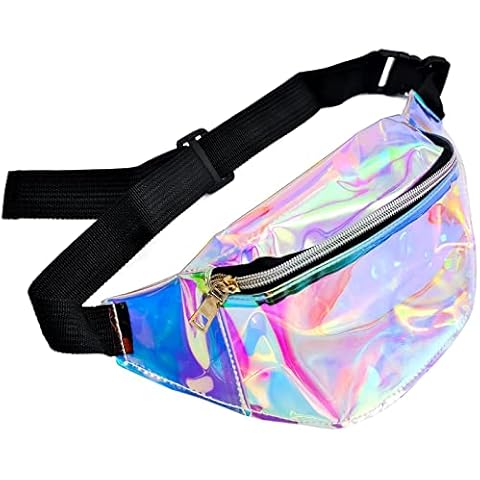 Holographic Waist Bags, Women's Purple Belt Bag, Waterproof Travel Belt Bag Holographic Fanny Pack Laser Waist Bum Bag with Adjustable Belt Hip Waist Bag Geometric Waist Bag for Party, Running, Hiking Cover