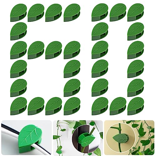 Image of QRWT Pack of 60 Plant Climbing Wall Mounting Clips, Self-Adhesive Plant Fixers, Invisible Leaf-shaped Wall Vines, Mounting Clips, Hooks, Plant Vine Traction for Home Decoration, Cable Wire