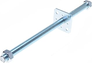 Post Support Foot, Height Adjustable, Galvanised Base Base Concrete Base for Embedding in Concrete, Post Support Adjustable Thread M24 mm with Screwdriver 80 x 80 x 500 mm