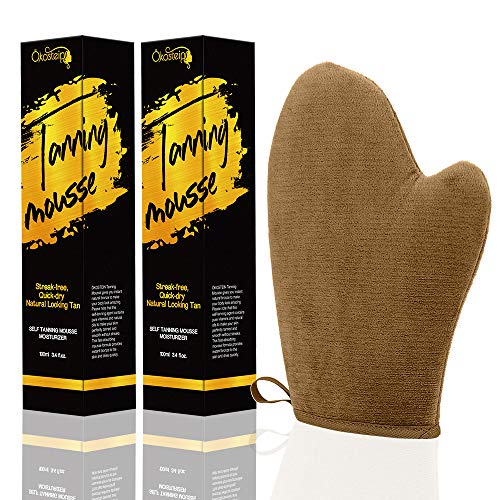 Preisvergleich Produktbild Ökostein Selbstbräuner Bräunungsbeschleuniger Tanner Mousse - Self Tanning Creme in Reisegröße - natürlich Bronzing Bodylotion Sonnenöl, vegan ohne Oranger Streifen Grausamkeit, 2x 100ml+ Applikator