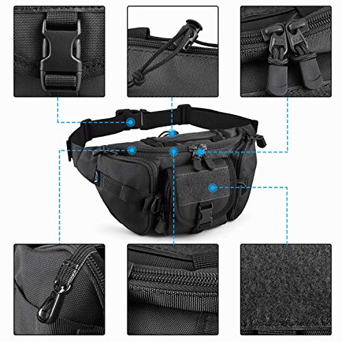 FRTKK Tactical Fanny Pack Military Waist Bag Pack with USA Flag Patch Utility Hip Pack with Adjustable Strap for Outdoors Fishing Cycling Camping Hiking Dog Walking (Black) by FRTKK - Image 5