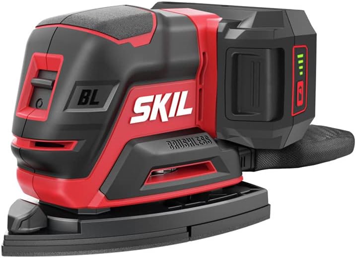 SKIL20V Brushless Compact 4-in-1 Vibration Control Multi-sander Kit Including 12pc Sandpaper, 3 Additional Detail Attachments, PWR CORE 2.0Ah Lithium Battery and PWR JUMP Charger-SR6607B-10