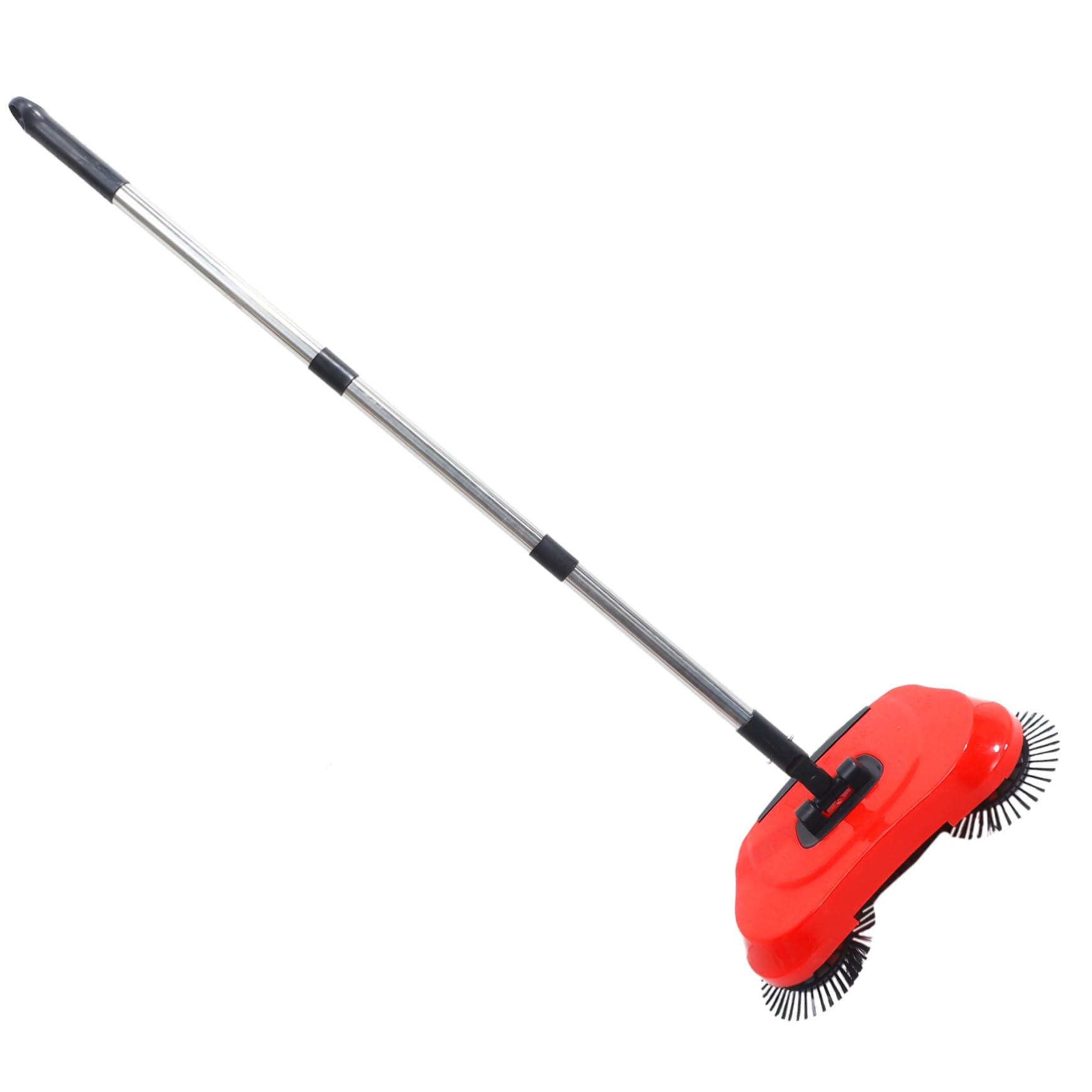 HOODANCOS Multi Function Push Broom with Dustpan and Trash Bin Rotating Household Cleaning Mop for Easy Floor Maintenance in Red Handle for All Floor Types