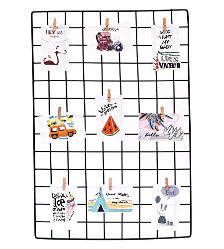 Image of Art Street DIY Metal Photo Grid Wall for Photo Hanging Clips Rectangular Shape, Wall Decoration (Black, 45 x 65 cm)
